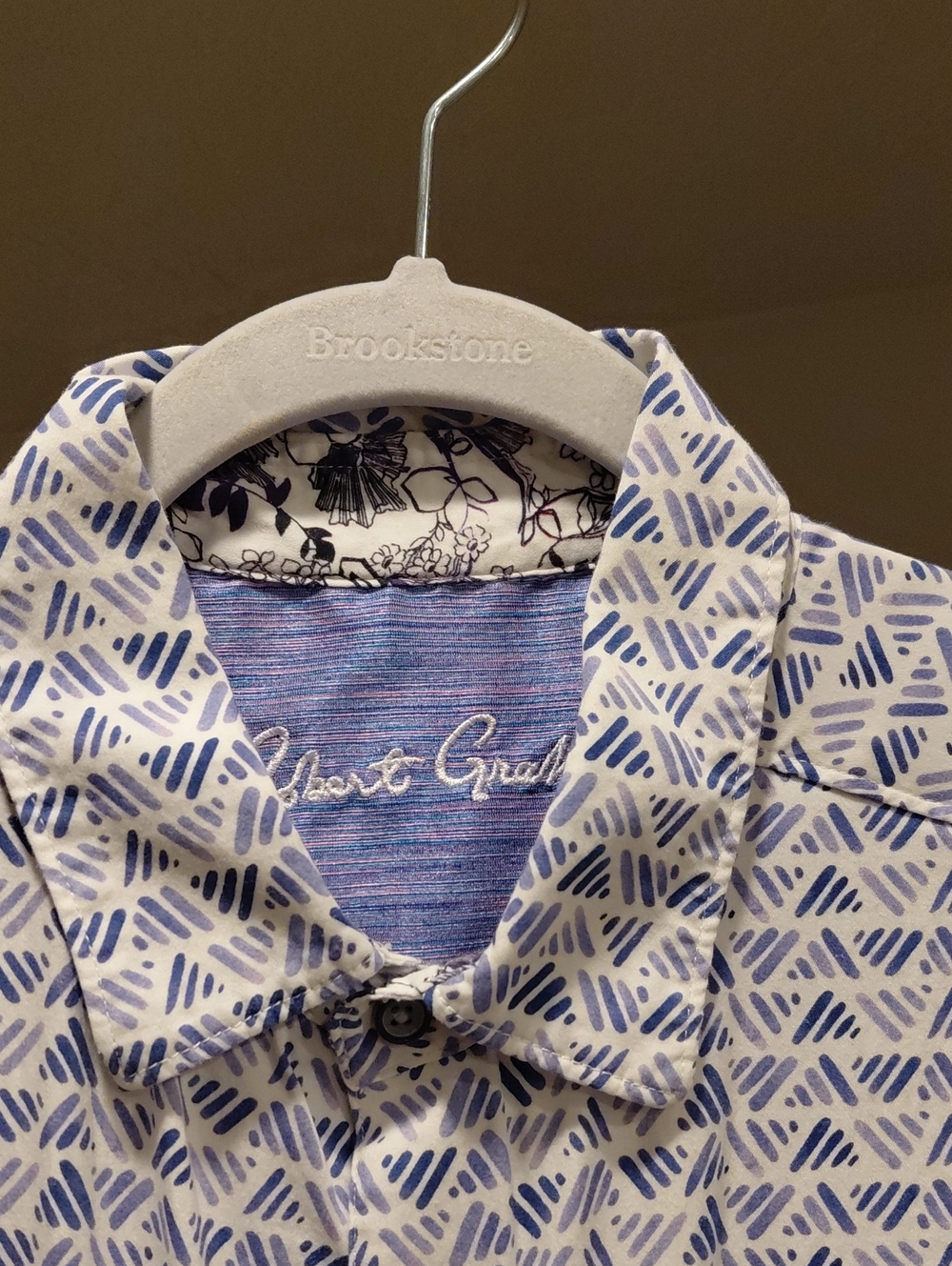 Robert Graham Men’s White Button-Up Shirt with Blue Geometric Print